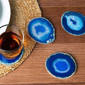 img 2 attached to ⚪️ Blue Agate Drink Coasters Set