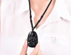 img 1 attached to 🔮 Unique Zodiac Bodhisattva Amulet Talisman: 100% Pure Obsidian Natural Pendant Necklace