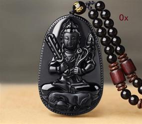 img 2 attached to 🔮 Unique Zodiac Bodhisattva Amulet Talisman: 100% Pure Obsidian Natural Pendant Necklace