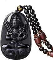 🔮 unique zodiac bodhisattva amulet talisman: 100% pure obsidian natural pendant necklace logo