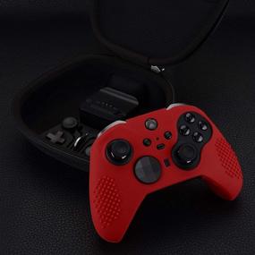 img 2 attached to 🎮 Anti-Slip Red Soft Silicone Cover Skins for Xbox One Elite Series 2 Controller – Enhanced Grip with Thumb Grips Analog Caps