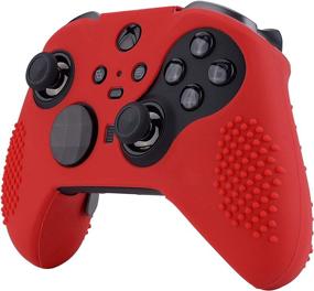 img 1 attached to 🎮 Anti-Slip Red Soft Silicone Cover Skins for Xbox One Elite Series 2 Controller – Enhanced Grip with Thumb Grips Analog Caps