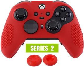 img 4 attached to 🎮 Anti-Slip Red Soft Silicone Cover Skins for Xbox One Elite Series 2 Controller – Enhanced Grip with Thumb Grips Analog Caps