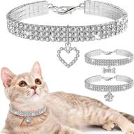 💎 stylish and sparkling: weewooday 3-piece bling rhinestones pet collar set for small pets - adjustable, glittery, and elastic crystal cat and dog collars with gorgeous pendants logo