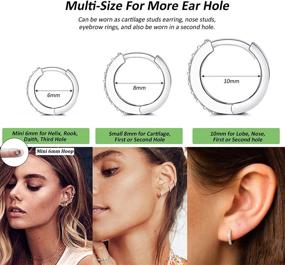 img 2 attached to 👂 Hypoallergenic Sterling Silver Huggie Hoop Earrings for Women - Set of 3 Pairs | Small Cartilage Hoops with 14k Gold Plating | Mini CZ Cuff Earrings for Girls, Men, and Teens (6/8/10/12mm)