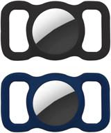 🐶 silicone pet collar case cover for apple airtag air tag tracker - black & blue holder compatible with dog/cat finder location логотип