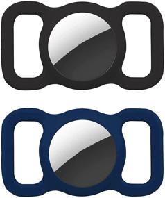 img 4 attached to 🐶 Silicone Pet Collar Case Cover for Apple AirTag Air Tag Tracker - Black & Blue Holder Compatible with Dog/Cat Finder Location