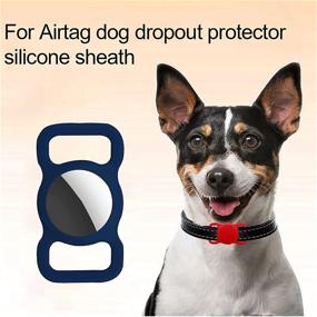 img 2 attached to 🐶 Silicone Pet Collar Case Cover for Apple AirTag Air Tag Tracker - Black & Blue Holder Compatible with Dog/Cat Finder Location