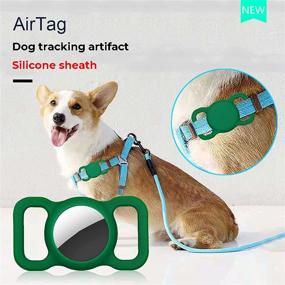 img 1 attached to 🐶 Silicone Pet Collar Case Cover for Apple AirTag Air Tag Tracker - Black & Blue Holder Compatible with Dog/Cat Finder Location