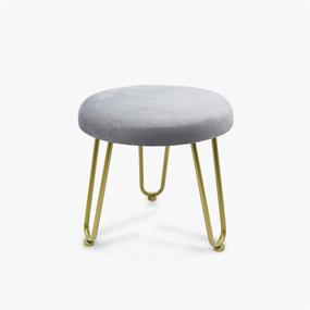 img 4 attached to 🪑 CLSYO Small Stool with Gold Metal Legs: Modern Gray Footstool for Living Room, Office, Bedroom