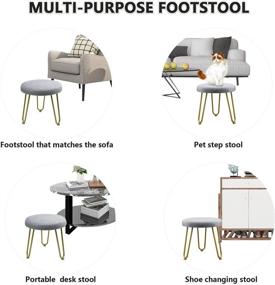 img 2 attached to 🪑 CLSYO Small Stool with Gold Metal Legs: Modern Gray Footstool for Living Room, Office, Bedroom