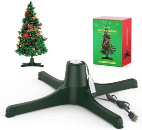 img 4 attached to SPORNIT 360-Degree Rotating Adjustable Christmas Tree Stand: Revolving, 3 Settings, Fits 7.5ft Trees, 3 Built-in Outlets