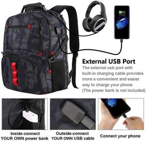 img 1 attached to Рюкзак для путешествий с ноутбуком 17 дюймов и USB-портом для зарядки - прочная большая сумка для мужчин и женщин, студенческая рюкзак, дизайн камуфляжа