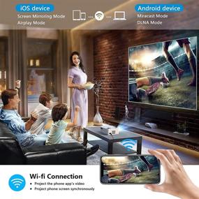 img 1 attached to Высококачественный WiFi-проектор с поддержкой нативного разрешения 1080P и Bluetooth, идеально подходит для просмотра фильмов на открытом воздухе, домашнего кинотеатра и игр, большой дисплей размером 300 дюймов, совместим с различными устройствами.