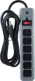 img 2 attached to 😎 GE 6 Outlet Surge Protector Power Strip, 8 Ft Extension Cord, Slide-to-Close Safety Outlet Covers, Heavy Duty Metal Design, LED Indicator Light, Warranty, UL Listed, Grey, 14021 Gray