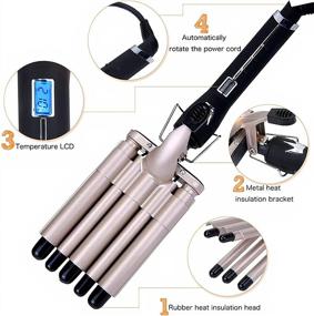 img 2 attached to Professional Hair Crimper - Fast Heating 3/4-Inch (19mm) Small Hair Waver Iron, 5-Barrel Hair Curling Iron Wand Crimping Iron for Women, LCD Temperature Display, Dual Voltage - Enhanced SEO