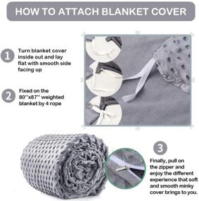 img 3 attached to 🛏️ Dobeans Duvet Cover - Removable Grey Weighted Blanket Cover (80x87) for Adults and Kids - Heavyweight Comforter - Minky & Cotton Duvet Cover for Weighted Blanket - Bed Throw Blanket