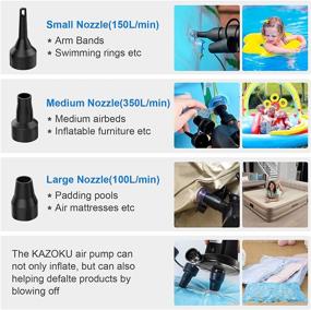img 2 attached to 🔌 KAZOKU Electric Air Pump: Portable Quick-Fill for Inflatables, 3 Nozzles, Home & Outdoor Use, AC/DC, Camping, Swimming & More!