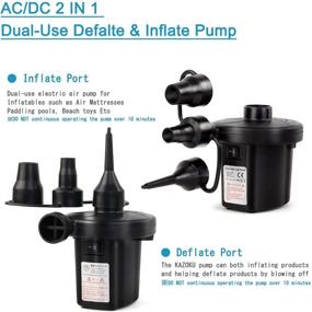 img 3 attached to 🔌 KAZOKU Electric Air Pump: Portable Quick-Fill for Inflatables, 3 Nozzles, Home & Outdoor Use, AC/DC, Camping, Swimming & More!