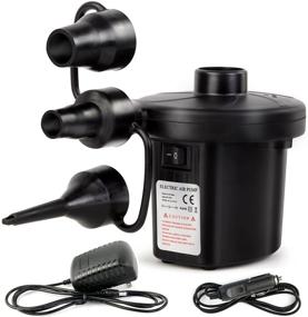 img 4 attached to 🔌 KAZOKU Electric Air Pump: Portable Quick-Fill for Inflatables, 3 Nozzles, Home & Outdoor Use, AC/DC, Camping, Swimming & More!