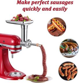 img 2 attached to 🔪 KitchenAid Stand Mixer Metal Food Grinder Attachment with Sausage Stuffer Tubes - Durable Meat Grinder Food Processor Attachment for KitchenAid, Enhanced with Versatile Accessories