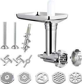 img 4 attached to 🔪 KitchenAid Stand Mixer Metal Food Grinder Attachment with Sausage Stuffer Tubes - Durable Meat Grinder Food Processor Attachment for KitchenAid, Enhanced with Versatile Accessories