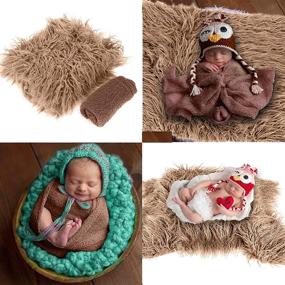 img 1 attached to 👶 Yuehuam Baby Photo Props, Fluffy Blanket + Ripple Wrap Set for Newborn Photography DIY Baby Photoshoot - Khaki