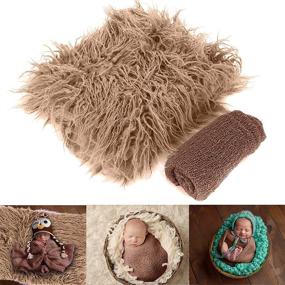 img 4 attached to 👶 Yuehuam Baby Photo Props, Fluffy Blanket + Ripple Wrap Set for Newborn Photography DIY Baby Photoshoot - Khaki