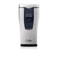 silver carbon fiber print colibri monaco triple flame lighter logo