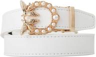 👗 stylish bpstar women ratchet belt: skinny strap with sliding buckle for fashion-forward looks logo