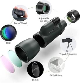 img 3 attached to 🔭 HD Monocular Telescope - 12X55 Monocular with Smartphone Holder, IPX7 Waterproof, High Power for Bird Watching, Hiking, Hunting, Traveling - BAK4 Prism - Ideal for Adults and Kids