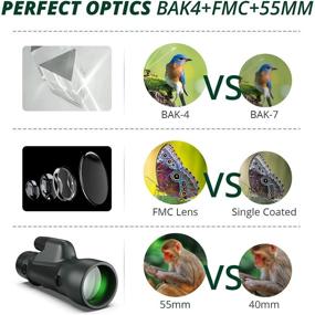 img 1 attached to 🔭 HD Monocular Telescope - 12X55 Monocular with Smartphone Holder, IPX7 Waterproof, High Power for Bird Watching, Hiking, Hunting, Traveling - BAK4 Prism - Ideal for Adults and Kids