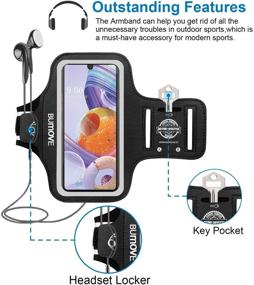 img 3 attached to 📱 LG Stylo 6, 5, K51, V60 ThinQ, Velvet 5G Armband - BUMOVE Gym Running Workouts Phone Arm Band for LG Stylo 6/5/4, LG K51/K92/V60 ThinQ/Velvet - Black (with Key/Card Holder)