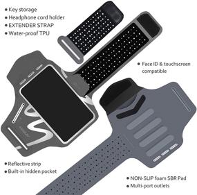 img 3 attached to 📱 ANMRY Running Cell Phone Armband for iPhone 11 Pro Max Xs Max XR X 8 7 6s Plus, Galaxy S10 S9 S8 S7 S6 Edge Note 10 9, LG G6 G5, Phone Holder for Running Hiking Biking with Key Holder - Gray