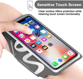 img 2 attached to 📱 ANMRY Running Cell Phone Armband for iPhone 11 Pro Max Xs Max XR X 8 7 6s Plus, Galaxy S10 S9 S8 S7 S6 Edge Note 10 9, LG G6 G5, Phone Holder for Running Hiking Biking with Key Holder - Gray