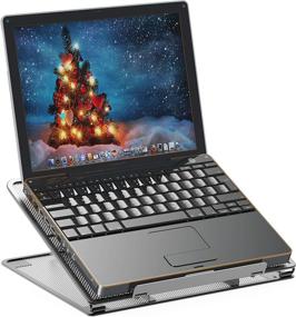 img 4 attached to 🖥️ Enhanced Ergonomics: SimpleHouseware Mesh Ventilated Adjustable Laptop Stand in Sleek Black