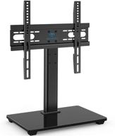 height-adjustable tabletop universal tv stand for 37-55 inch lcd led tvs - perlesmith with tempered glass base, wire management, and vesa 400x400mm compatibility logo