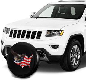 img 1 attached to 🦅 Premium American Flag Eagle Map Spare Tire Cover: Waterproof, Dust-Proof, UV Sun Protection - Fits Jeeps, Trailers, RVs, SUVs & More (14 Inch)