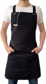 img 4 attached to 👨 Hazben Black Aprons for Men: Stylish, Functional Pockets for Kitchen, Grill, Chef, and Barber Use