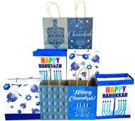 🎁 hanukkah gift bags set: celebrate with assorted sizes & designs - paper/kraft bags for happy chanukah/hanukkah, dreidel, menorah logo