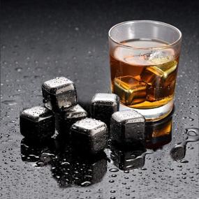 img 2 attached to 🥃 8-Pack Stainless Steel Whiskey Stones Set - Ideal Christmas Day Gifts, Premium Cooling Whiskey Rocks, Reusable Metal Ice Cubes, Chilling Stones, Wine Cooler for Drinks, Bar Accessories with Tongs & Freezer Tray Whiskey