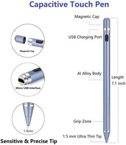 img 3 attached to 🖊️ Touch Screen Stylus Pens - Active Digital Pencil for iPad/iPad Pro/Air/Mini/iPhone/Other Tablets - Drawing & Writing (Haze Blue)