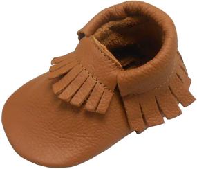 img 4 attached to 👦 Boys' SAYOYO Leather Moccasin Prewalker Slippers Shoes