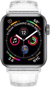 img 1 attached to 🌟 Блестящий мягкий силиконовый спортивный ремешок iiteeology для iWatch 38 мм 40 мм 41 мм - прозрачный/серебристый