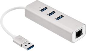 img 4 attached to 💻 Silver Amazon Basics USB 3.0 Hub with 3-Port Aluminum, Gigabit Ethernet Port (10/100/1000 Mbps)