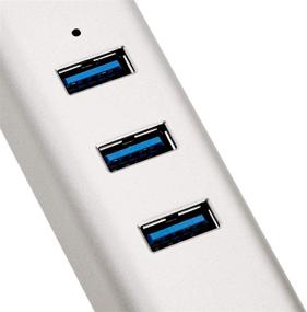 img 2 attached to 💻 Silver Amazon Basics USB 3.0 Hub with 3-Port Aluminum, Gigabit Ethernet Port (10/100/1000 Mbps)