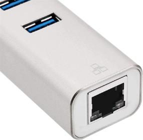 img 3 attached to 💻 Silver Amazon Basics USB 3.0 Hub with 3-Port Aluminum, Gigabit Ethernet Port (10/100/1000 Mbps)
