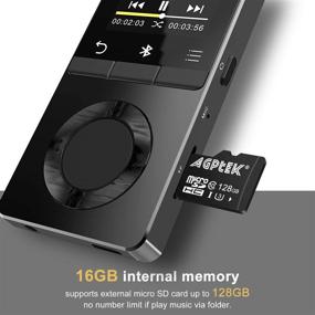 img 2 attached to 🎧 AGPTEK 16GB MP3 Player with Bluetooth and Loud Speaker, Metal Lossless Music Player with FM Radio Recording, Expandable Up to 128GB, Black M16S