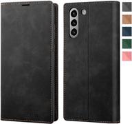 fulsoulcomm galaxy s21 wallet case, vintage-style pu leather flip magnetic closure protective cover with card slots and cash pockets, kickstand for samsung galaxy s21 5g 6.2’’ (black) logo