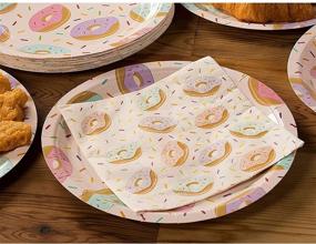 img 3 attached to 🍩 Donut Birthday Party White Paper Napkins - 6.5 x 6.5, 150 Pack